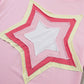 White Colorblock Star Patched Half Sleeve Oversized Tee