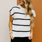 White Striped Batwing Sleeve Sweater Tee