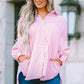 Sky Blue Smocked Cuffed Striped Boyfriend Shirt with Pocket