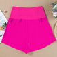 Rose Red Pocketed Wide Waistband Swim Shorts