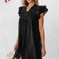 Mist Green Ruffle Sleeve V Neck Frilled Shift Dress