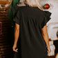 Mist Green Ruffle Sleeve V Neck Frilled Shift Dress