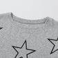 Gray Stars Print Long Sleeve Drawstring High Waist Lounge Set