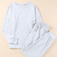 Gray Long Sleeve Pullover and Jogger Pants Lounge Set