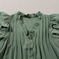 Mist Green Ruffle Sleeve V Neck Frilled Shift Dress