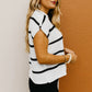 White Striped Batwing Sleeve Sweater Tee