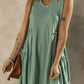 Moonlight Jade Split V Neck Tiered Flowy Sleeveless Dress