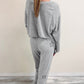 Gray Stars Print Long Sleeve Drawstring High Waist Lounge Set