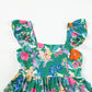 Green Floral Print Sleeveless Ruffle Tiered Maxi Dress